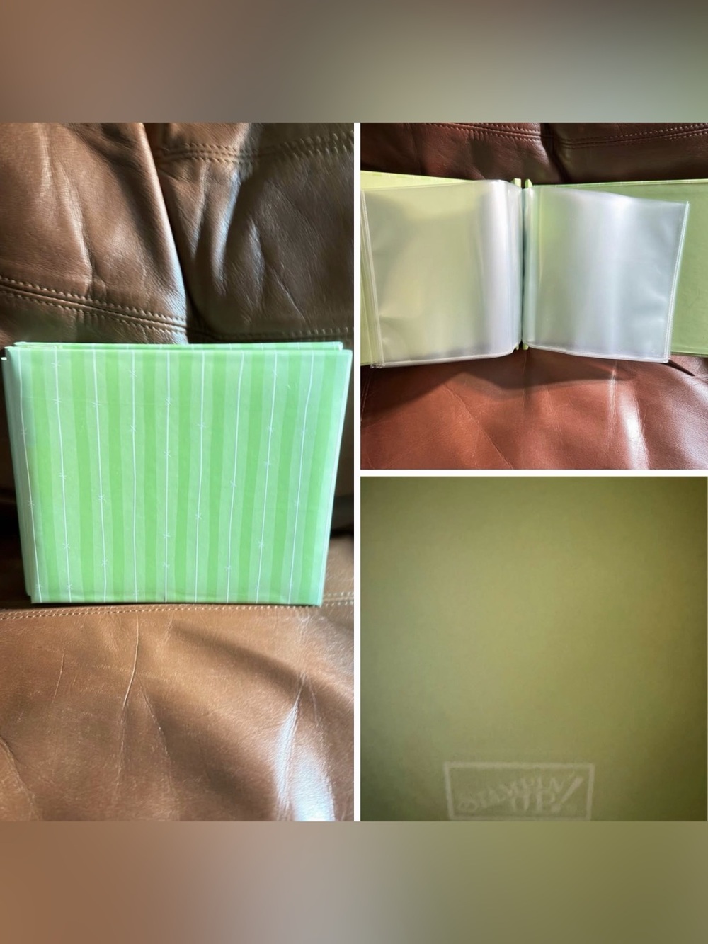 Stampin' Up! Retired Vintage Green Striped Photo Album 6 x 6